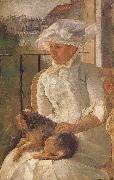 Mary Cassatt Susan hoding the dog in balcony Sweden oil painting artist